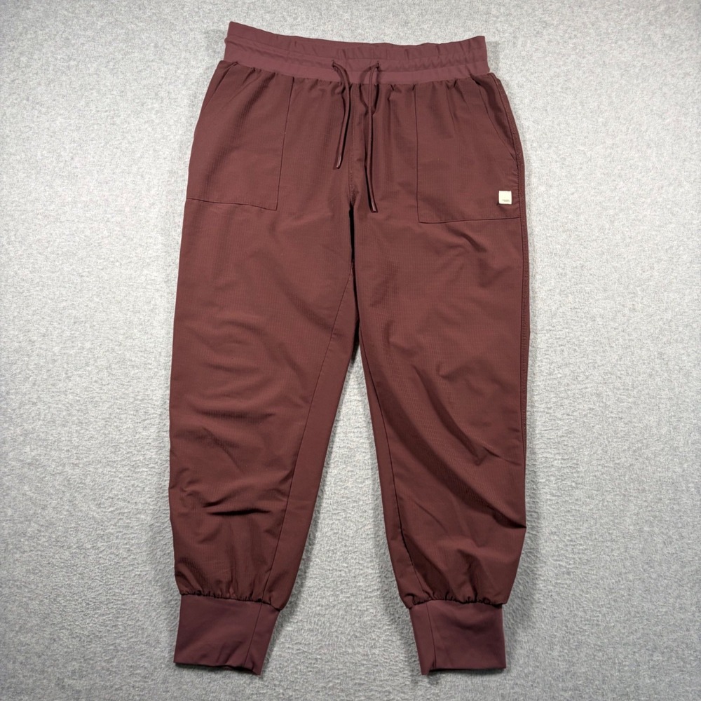 Vuori Summits Woven Jogger Pants Women Large Mahogany Red Elastic Waist Hiking